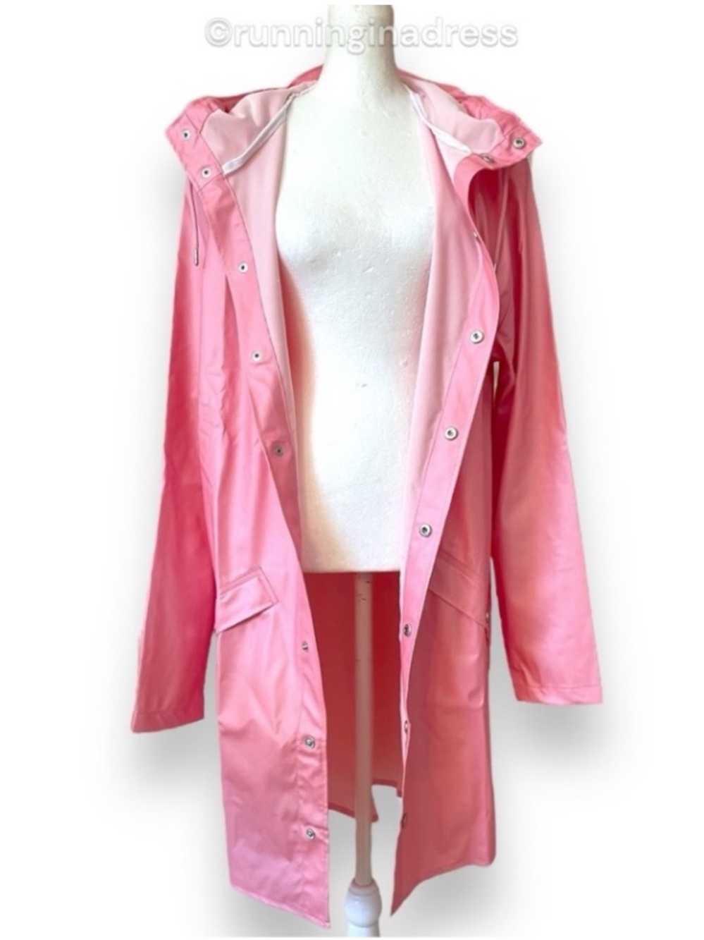 NWT RAINS Pink Sky Long Jacket Waterproof Unisex Rain Coat Medium M - Picture 3 of 16